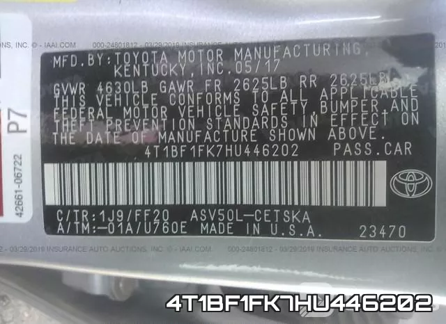 4T1BF1FK7HU446202 фото 10