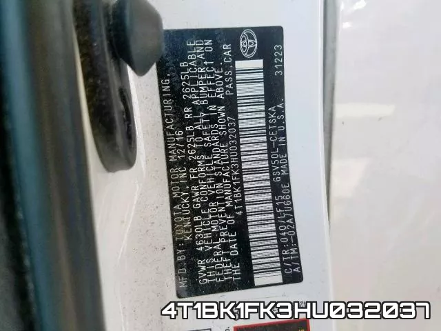 4T1BK1FK3HU032037 фото 2