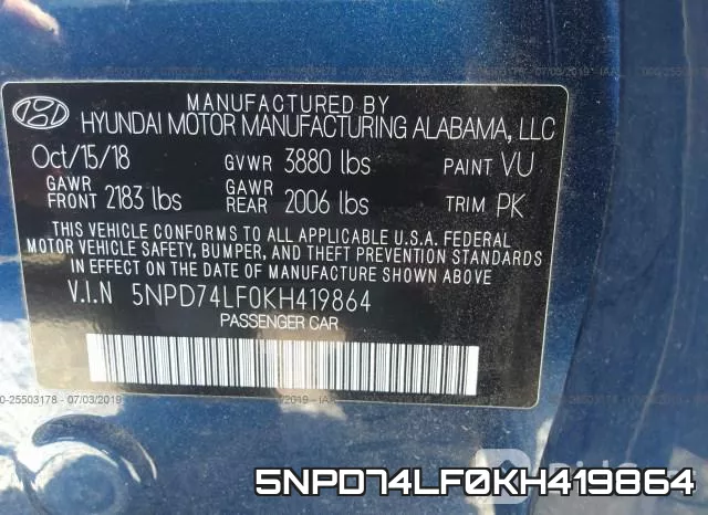 5NPD74LF0KH419864 фото 10