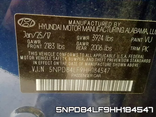 5NPD84LF9HH184547 фото 2