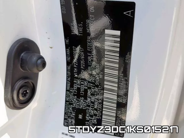 5TDYZ3DC1KS015217 фото 2