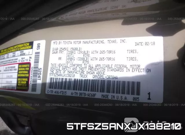 5TFSZ5ANXJX138210 фото 10