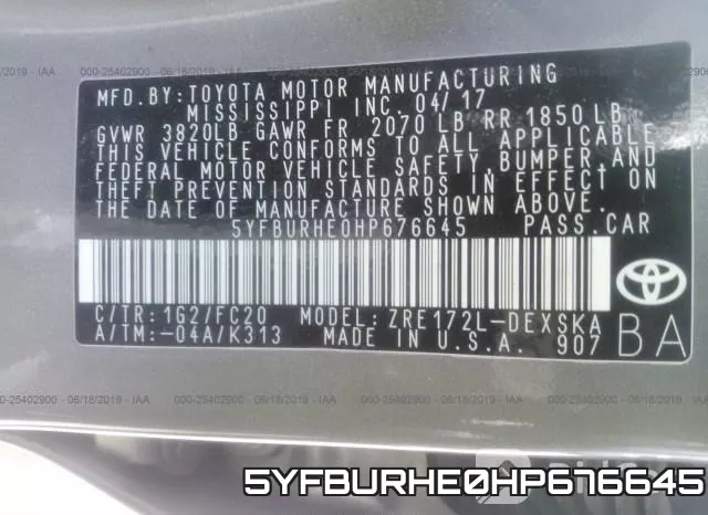 5YFBURHE0HP676645 фото 9