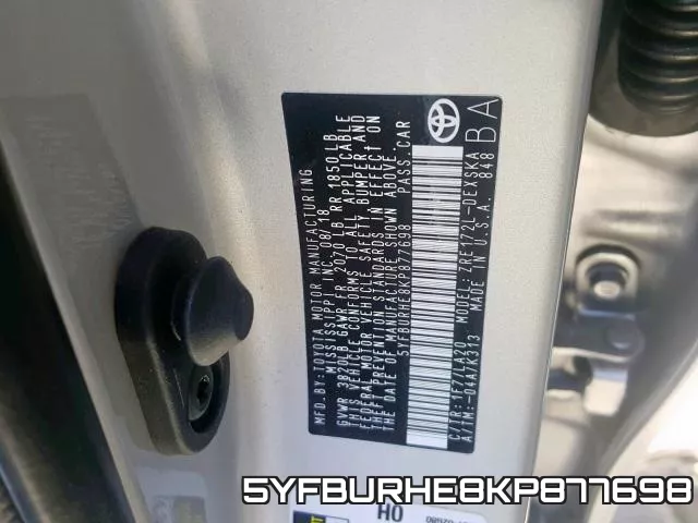 5YFBURHE8KP877698 фото 2