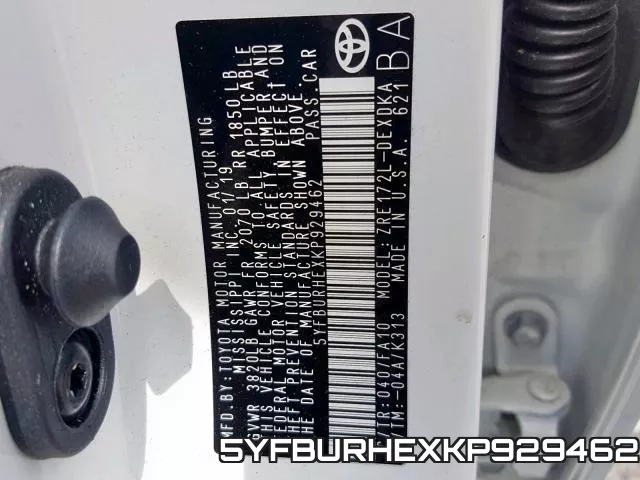 5YFBURHEXKP929462 фото 2