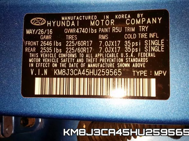 KM8J3CA45HU259565 фото 2