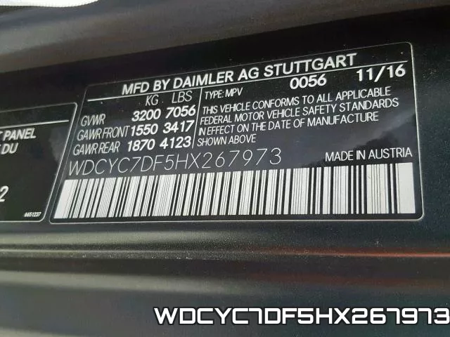 WDCYC7DF5HX267973 фото 2
