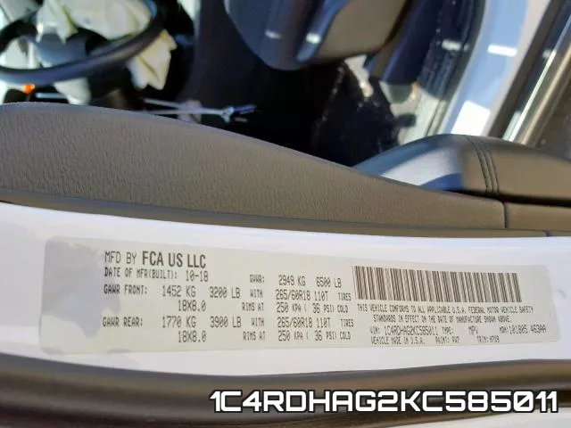1C4RDHAG2KC585011 фото 2