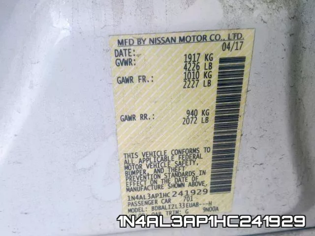 1N4AL3AP1HC241929 фото 2
