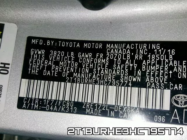 2T1BURHE3HC795774 фото 2