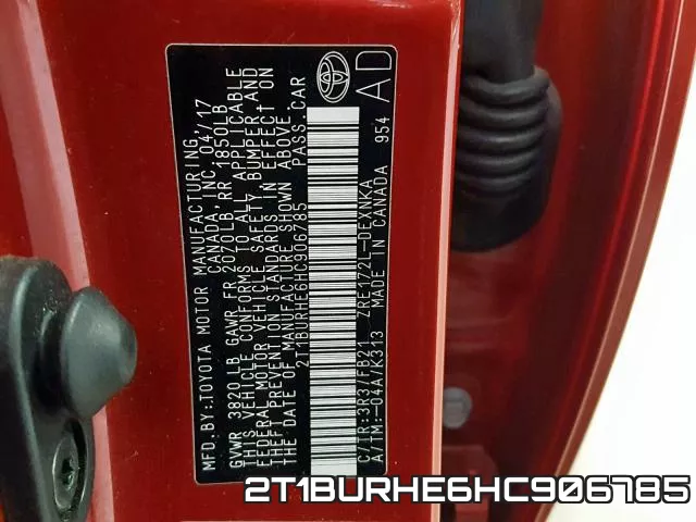 2T1BURHE6HC906785 фото 2