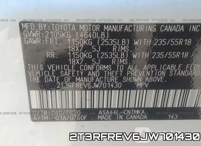 2T3RFREV6JW701430 фото 10