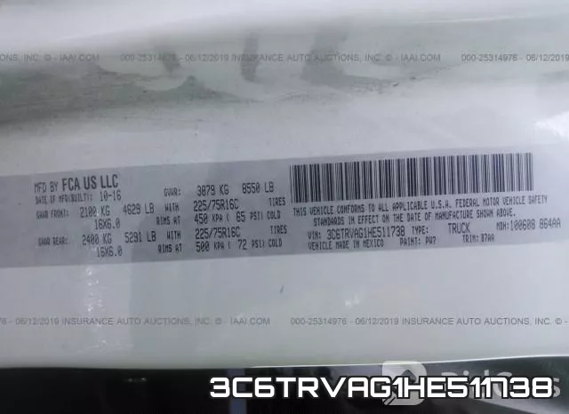 3C6TRVAG1HE511738 фото 10