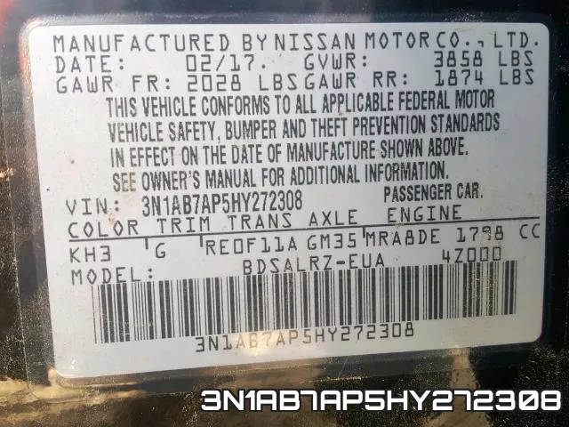 3N1AB7AP5HY272308 фото 2