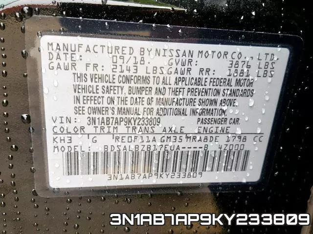 3N1AB7AP9KY233809 фото 2