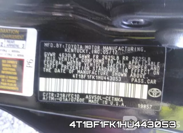 4T1BF1FK1HU443053 фото 10