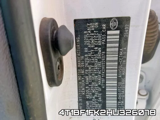 4T1BF1FK2HU326078 фото 2