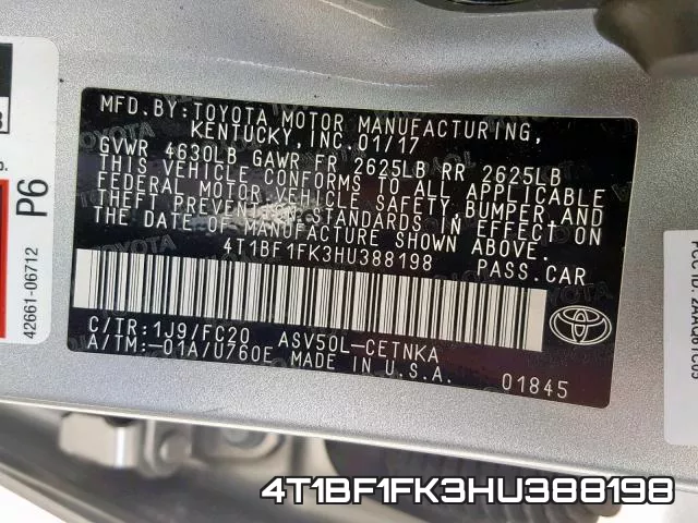 4T1BF1FK3HU388198 фото 2