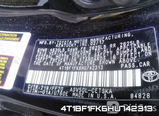 4T1BF1FK6HU742313 фото 10