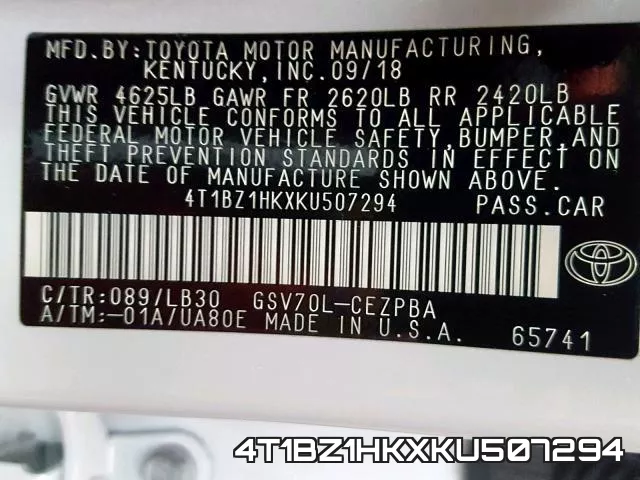 4T1BZ1HKXKU507294 фото 2