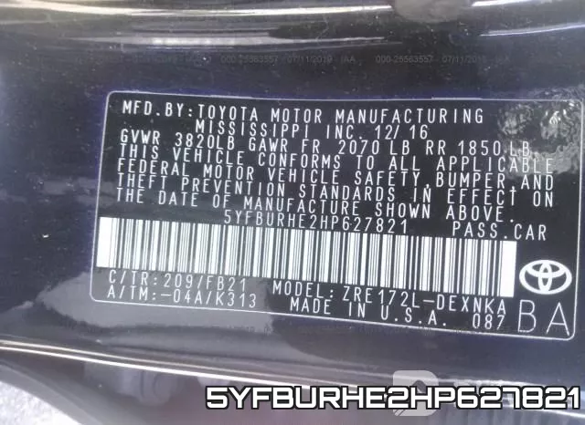 5YFBURHE2HP627821 фото 10