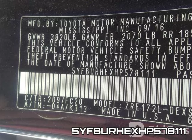 5YFBURHEXHP578111 фото 10