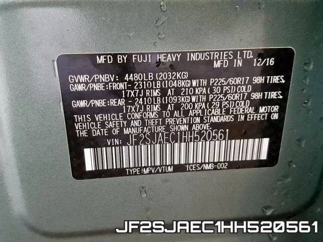 JF2SJAEC1HH520561 фото 2