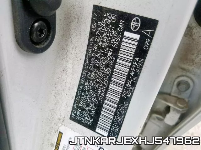 JTNKARJEXHJ547962 фото 2