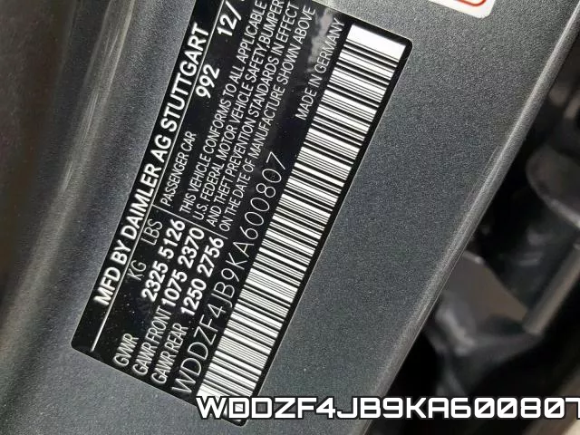WDDZF4JB9KA600807 фото 2