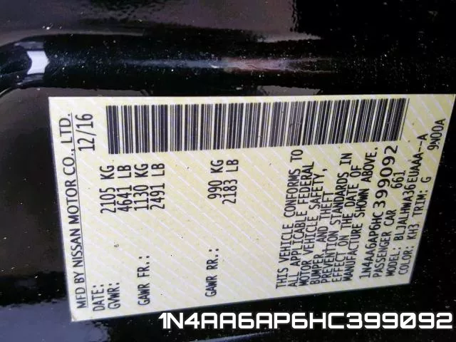 1N4AA6AP6HC399092 фото 2