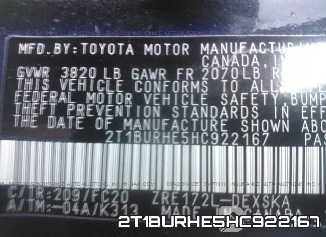 2T1BURHE5HC922167 фото 10
