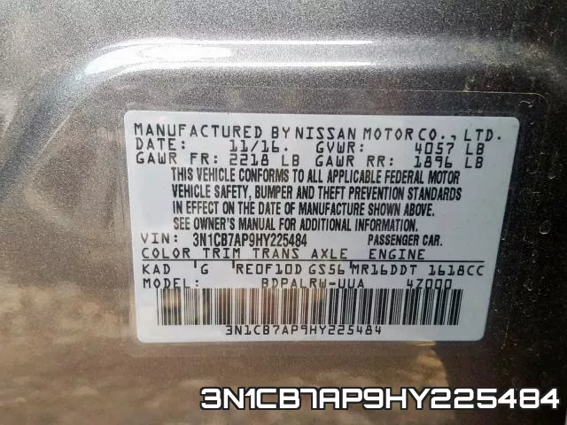3N1CB7AP9HY225484 фото 2