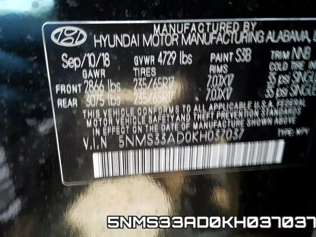 5NMS33AD0KH037037 фото 2