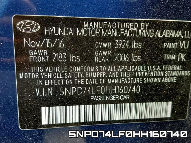 5NPD74LF0HH160740 фото 2