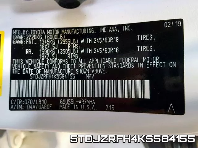 5TDJZRFH4KS584155 фото 2