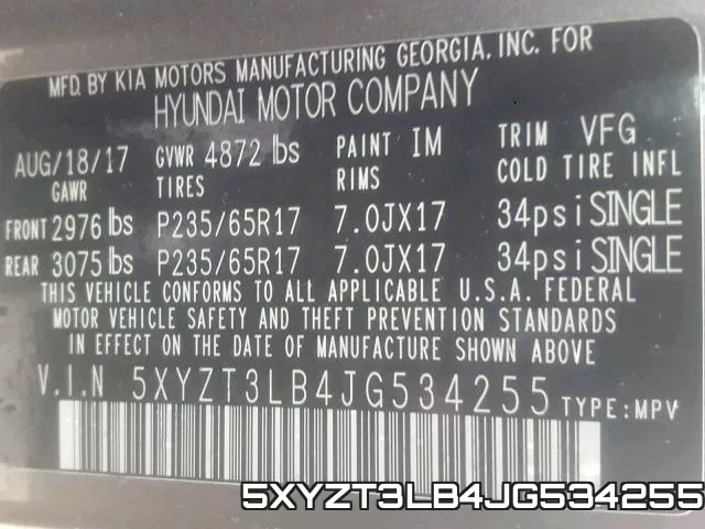 5XYZT3LB4JG534255 фото 2