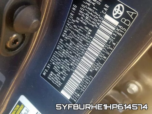 5YFBURHE1HP614574 фото 2