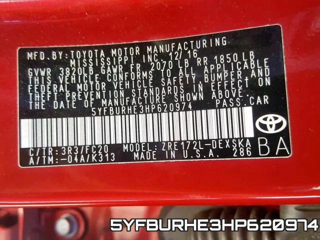 5YFBURHE3HP620974 фото 2