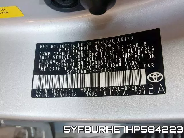 5YFBURHE7HP584223 фото 2