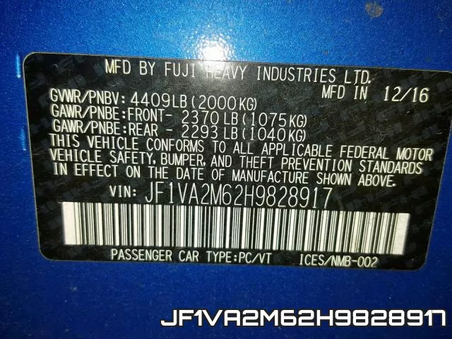 JF1VA2M62H9828917 фото 2