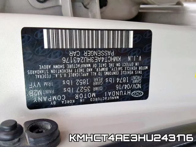 KMHCT4AE3HU243176 фото 2