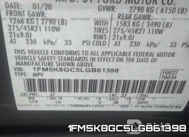 1FM5K8GC5LGB61398 фото 10