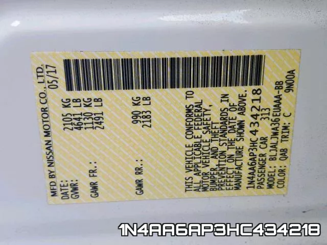 1N4AA6AP3HC434218 фото 2