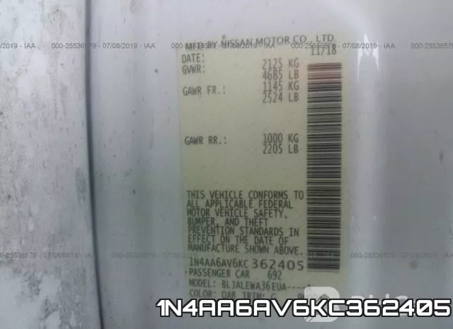 1N4AA6AV6KC362405 фото 10