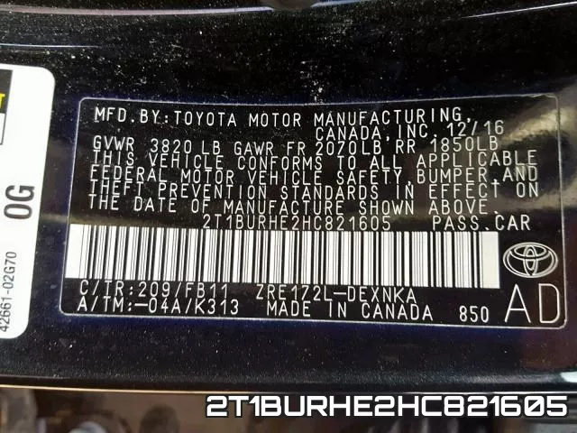 2T1BURHE2HC821605 фото 2