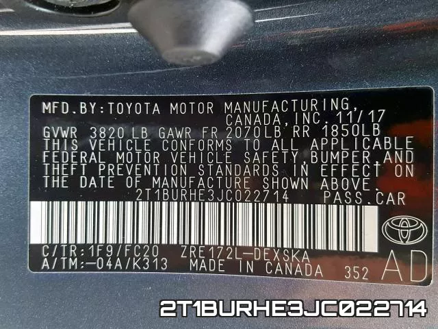 2T1BURHE3JC022714 фото 2