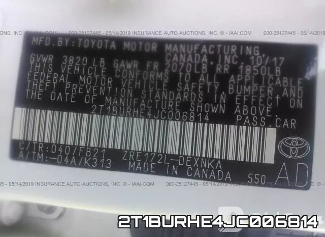 2T1BURHE4JC006814 фото 10