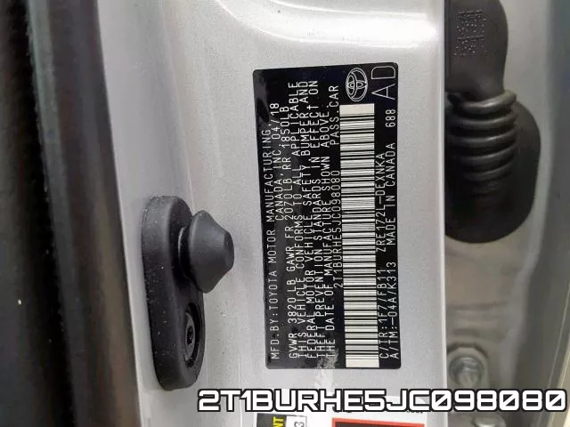 2T1BURHE5JC098080 фото 2