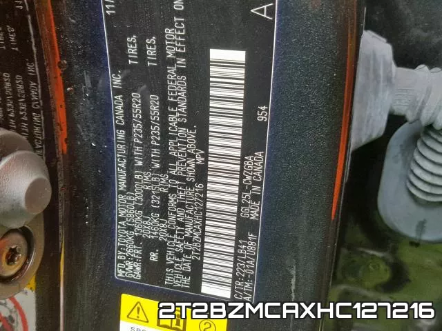 2T2BZMCAXHC127216 фото 2
