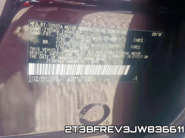 2T3BFREV3JW836611 фото 2